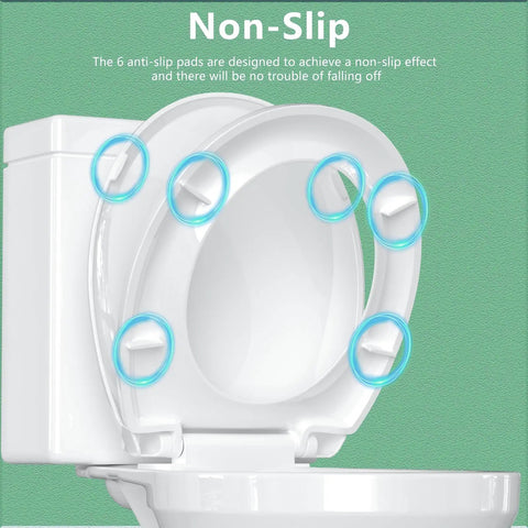 Soft Close Round Toilet Seat Set Two Pack 16.5 Inch White PP Material Safe Easy Clean No Slam Quick Install Never Loosen Ergonomic Comfort For Round Front Toilets Aünsffer with non-slip pads