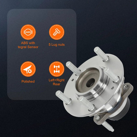 Premium Rear Wheel Hub Bearing Assembly 512436 For 2010 To 2013 Kia Forte Koup Forte5 And Forte Easy DIY Kit with ABS sensor, 5 lug nuts.