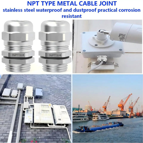 Two Pack One Quarter Inch 304 Stainless Steel Cable Sealing Sleeve And Three To Six Point Five Millimeter NPT Type Metal Joint in use