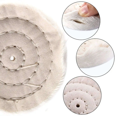 Close-up view of buffing pad from 12 Piece All-In-One Pro Grade Buffing Pad Polishing Wheel Kit with Rouge Compounds and One Quarter Inch Shank