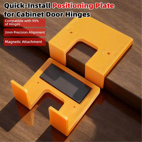 Quick-Install Cabinet Door Hinge Adjustment Tool Kit Magnetic 2mm Gap Alignment Jig Shims Spacer, two orange positioning plates
