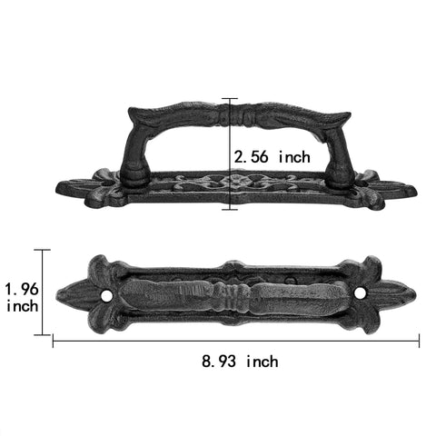 Heavy Duty 2 Pack 8.9 Inch Black Cast Iron Barn Door Handles for Garage Closet Cabinet Gates and Fences Rustic Vintage Hardware