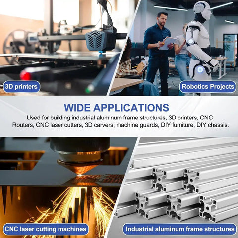 Wide applications of M6 Sliding T Nuts For 3030 Aluminum Extrusion in 3D printers, robotics, CNC cutting, industrial frames