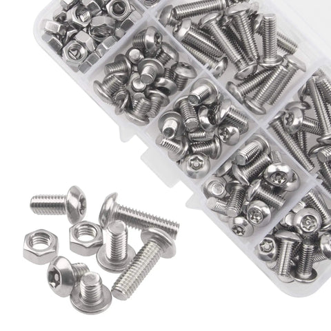 304 Stainless Steel Torx Security Screws Tamper Resistant Assortment Kit With M5 Screws And Nuts Includes M5x6 And M5x8 For Indoor Outdoor Use Built To Last Heavy Duty Rust Resistant All Weather Hardware Set in a storage case