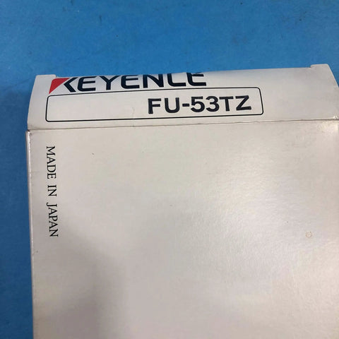 Packaging of Keyence Fu-53Tz Transmissive Fiber Optic Sensor Unit box, labeled 'Made in Japan'