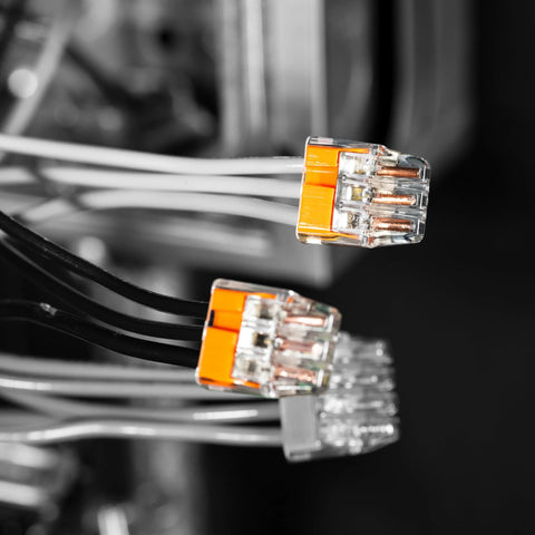 Ideal Electrical in-Sure 3-port push-in connector, orange transparent housing, 100-pack for solid and stranded wires
