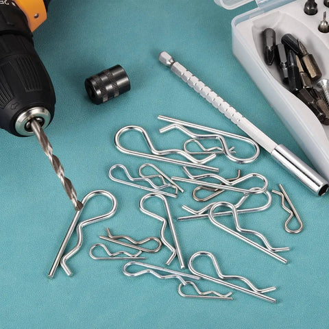 Assortment of 304 stainless steel hairpin cotter pins with drill and tools, Tough As Nails 4mm By 78mm Hairpin Cotter Pins Kit