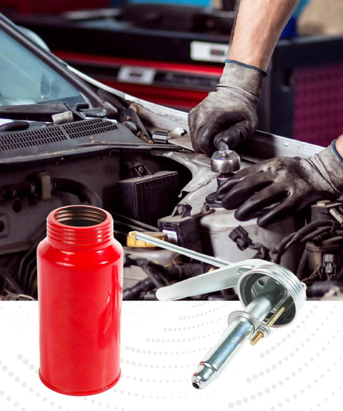 Two Pack 200ml Oil Can Sprayer Set With Manual Pump Oiler And Nozzle in use for car maintenance, steel construction