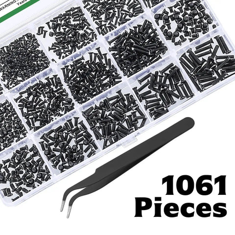 Pro Grade 1060 Pcs Small Laptop Screws Kit With Tweezers Micro Flat Head Phillips Countersunk Bolts Replacement Computer Screws Set