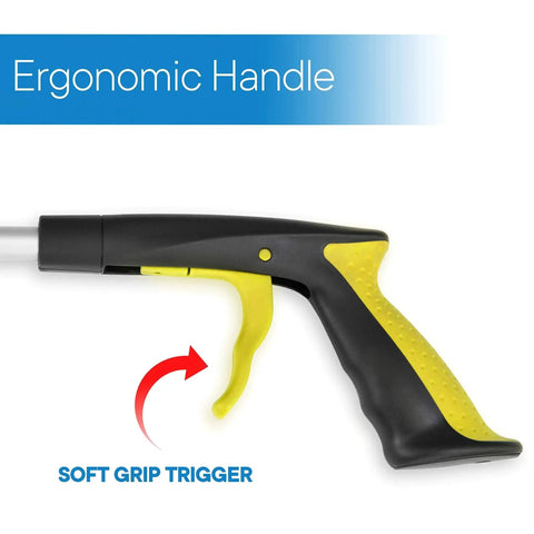 Close-up of the soft grip trigger on the Folding 26 Inch Grabber Reacher With Ergonomic Handle For Daily Living Aids.
