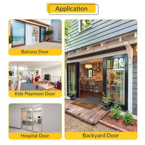 Image showcasing various door applications for sliding patio door roller assembly with 1-1/8 inch steel wheel.