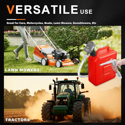 Portable Fuel Pump For Gas, Diesel And Kerosene With 3.2 GPM Flow, 51 Inch Hose, Tank Adapter, And Easy Pour Design For Fast Transfers