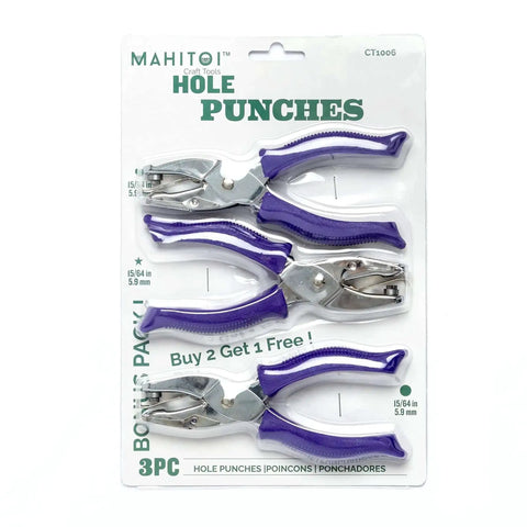 Durable Heavy Duty Hole Punch Set with handy soft grip handles for scrapbooking and crafts, includes star, circle, heart shapes