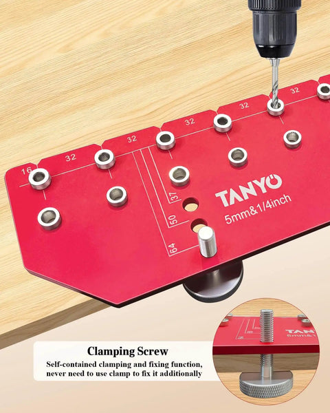 11 Hole Shelf Pin Jig For Cabinets And Wardrobes, Adjustable Shelf Hole Jig With One Quarter Inch And Five Mm Drill Bits in use