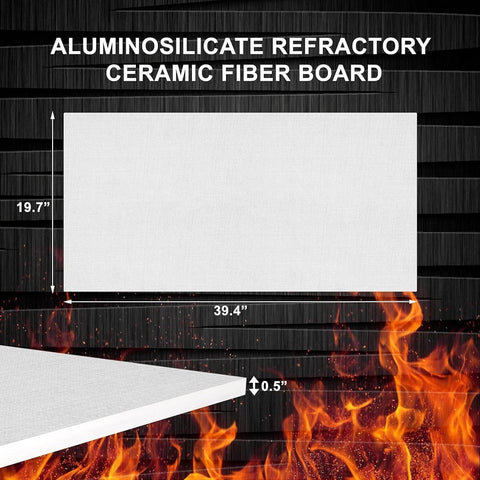 SIMOND STORE front view of white ceramic fiber insulation board, 2300F, 0.5 in x 19.7 in x 39.4 in, for stoves and kilns