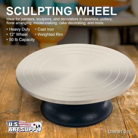12 Inch Sculpting Wheel With Heavy Duty All Metal Construction And Ball Bearing Turntable For Pottery Ceramics And Clay Art Large Studio Tool For Artists And Crafters US Art Supply