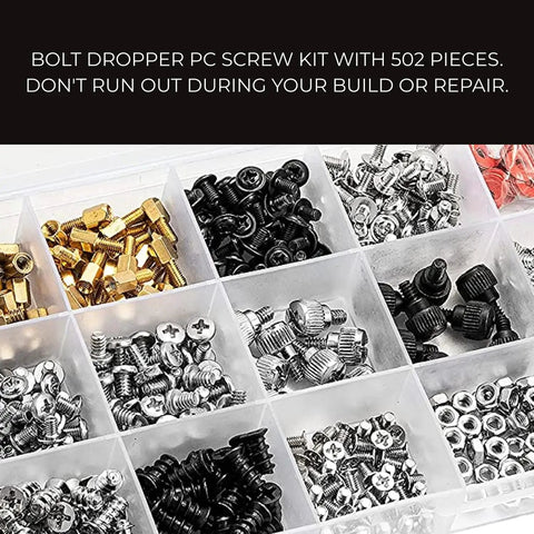 502 Piece PC Screw and Hardware Kit for DIY Builds and Upgrades Includes Screws Nuts Washers Standoffs and Spacers