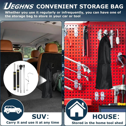 Telescopic Truck Bed Cargo Grabber Reach Retriever Tool 33 To 74 Inch Stainless Steel 4mm Thickened with storage bag in car and home