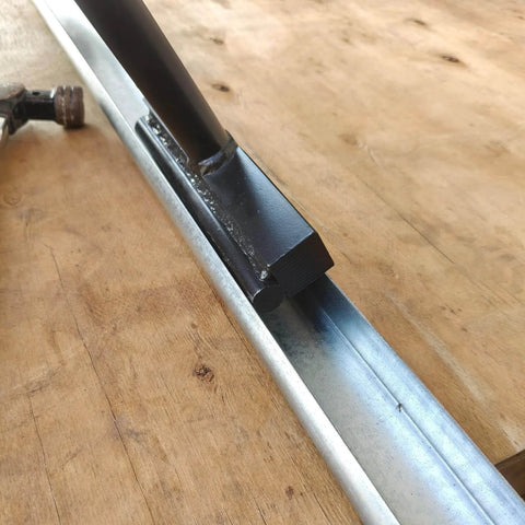 Close-up of Vertical Track Repair Tool Set for Garage Doors with Heavy Duty Anvil Tools designed for 2 Inch Roller Track Rails.
