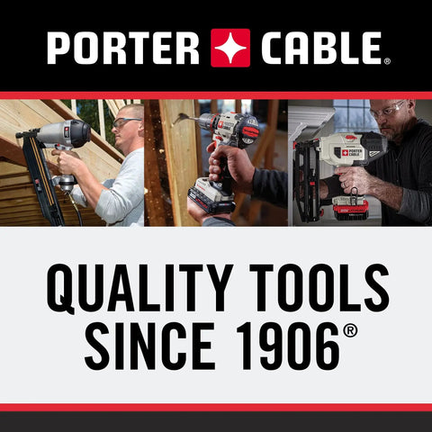 Porter-Cable power tools in use, highlighting quality tools since 1906.