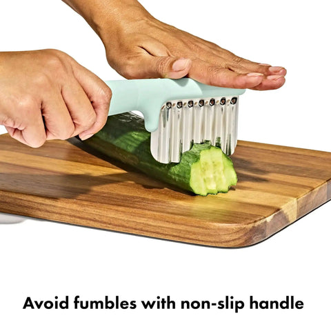 Crinkle Cutter For Kids Safe Food Prep And On The Go Mealtime Fun With Easy Grasp Shapes For Babies And Toddlers OXO Tot Crinkle Cutter