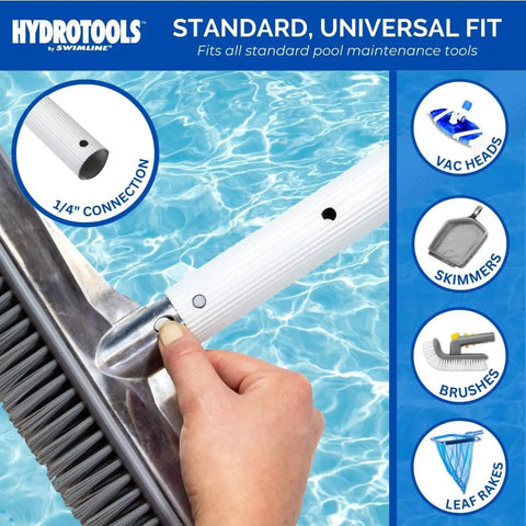 Two Piece Telescopic Pool Pole With Six To Twelve Feet Adjustable Reach For Easy Pool Cleanup, Universal One And One Quarter Inch Connection