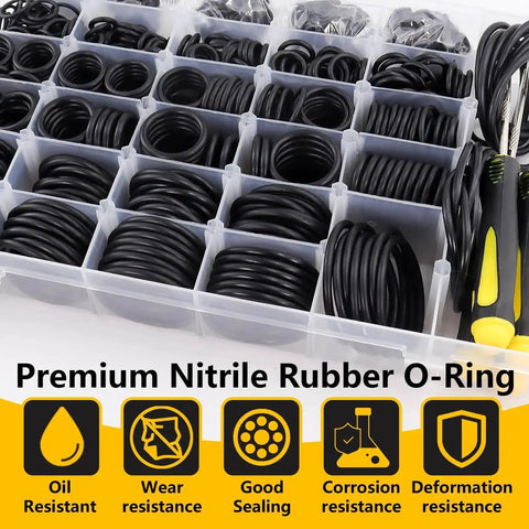 1086 Piece O Ring Assortment Kit With 4 Pick And Hook Tools 32 SAE Buna N Sizes AS568 Compliant Pro Grade Leak Proof Seals