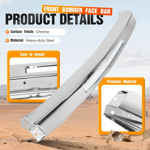 Front Bumper Impact Face Bar Chrome Steel For Chevy Silverado 2007-2013