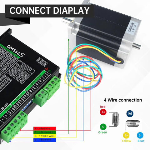 Dual Shaft Nema 23 Stepper Motor 270 Oz In Torque 76mm Size 1.8 Degree Step 3A Current With Four Lead Wires connection diagram