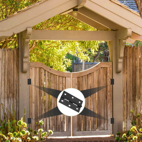 24 Pack 2.5 Inch Black Door Hinges Ball Bearing Butt Hinges For Cabinets Windows And Outdoor Use shown on wooden gate