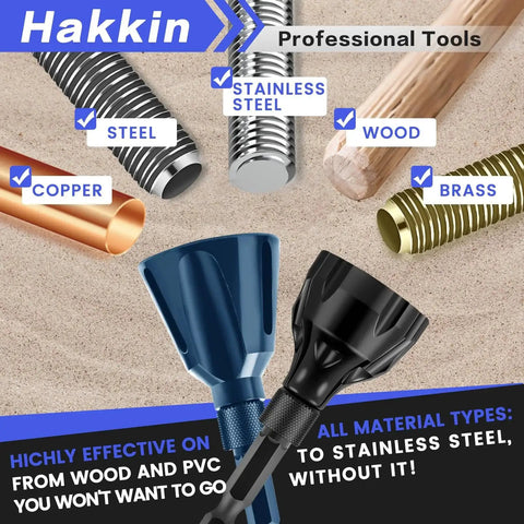 Versatile 4 Pack Burr Busting Deburring External Chamfer Tool Set With Tungsten Carbide Blades By Hakkin for steel, wood, brass, copper.