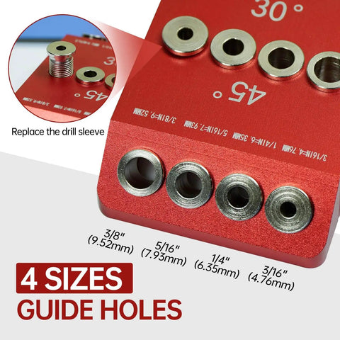 Portable Drill Guide Jig With 30 45 And 90 Degree Angles For Precise Angled Or Straight Hole Drilling Four Guide Hole Sizes