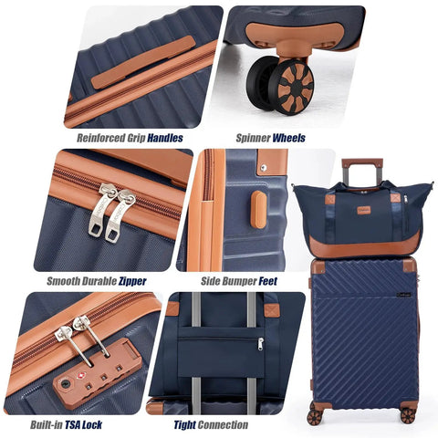 Five Piece Luggage Set With TSA Lock And Spinner Wheels For Travel Cosbarn Unisex Hardside ABS Suitcases features and details