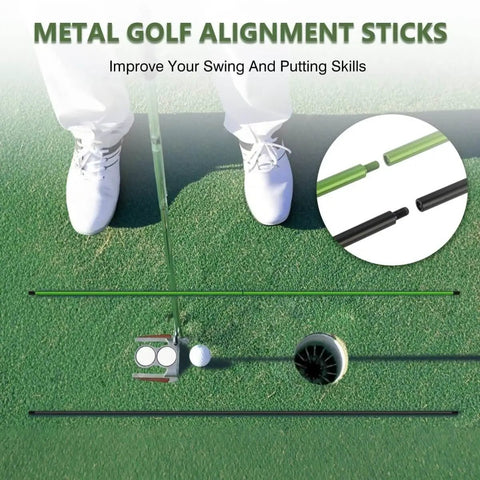 Golf Alignment Stick Holder And Training Aid For Aiming, Putting, Full Swing, Posture Correction, And Swing Plane Practice