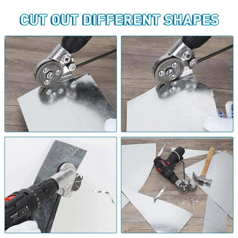 DIY Sheet Metal Nibbler Attachment For Drill 2025 Upgraded Metal Cutter with Adapter cutting iron sheet metal in various shapes