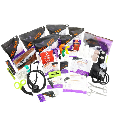 Mid Sized First Responder EMT Bag Fully Stocked With Over 240 First Aid EMS And Trauma Supplies Red Lightning X LXMB25 kit contents