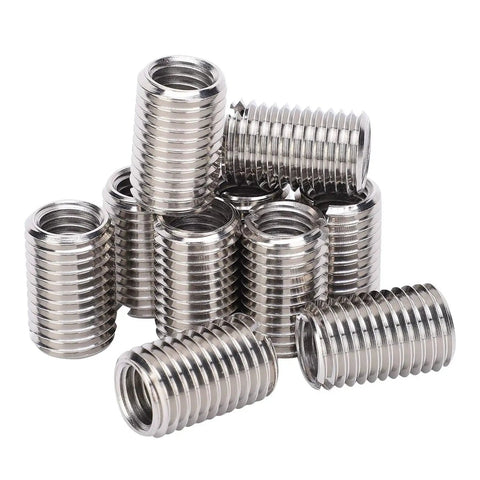 10-pack stainless steel thread repair sleeves with internal and external threads