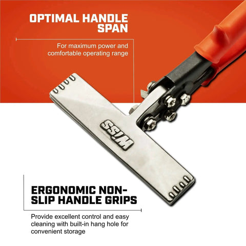 Six Inch Straight Handle Hand Seamer For Sheet Metal Bending And Flattening With Ergonomic Non Slip Grip and Max Power Handle Span