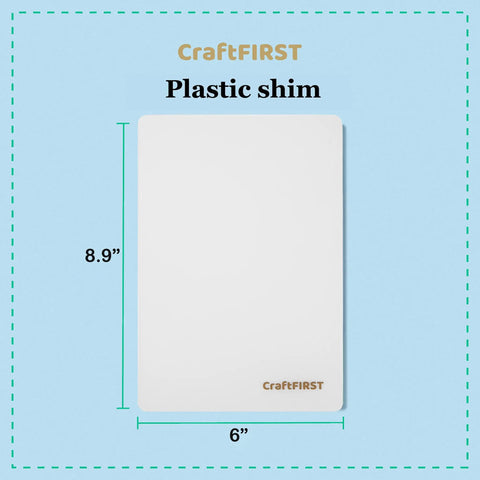 Plastic Shim Die Cutting Machine Accessories Pack 6 By 9 Inches Two Shims Protect Dies And Materials For Even Precise Cuts view of plastic shim with dimensions.