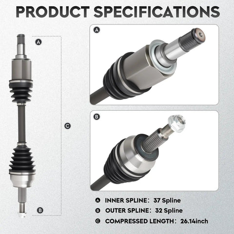 Beefy Front Left CV Axle Shaft Assembly for Jeep Grand Cherokee and Dodge Durango AWD with 1 Speed Transfer Case, product specifications.