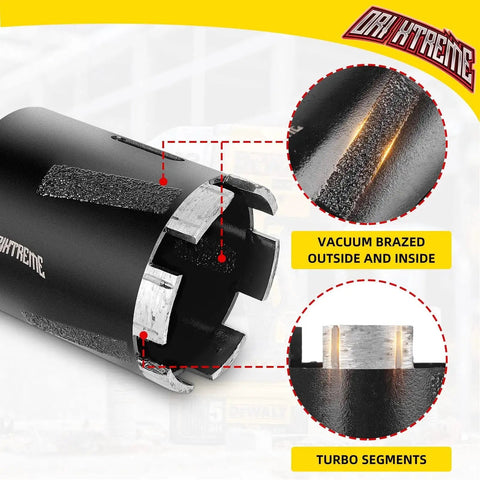 Efficient Diamond Core Drill Bit For Dry Drilling Granite Concrete Marble Stone, One And Three Eighths Inch Hole Saw With Five Eighths Eleven Thread ORIXTREME Vacuum Brazed Protection details