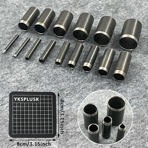 Leather Circle Cutter Set 31 Piece Circle Punch Kit With 1mm To 55mm Holes, showing high carbon steel punches and cutting mat