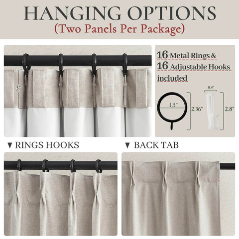 90 Inch Blackout Curtains For Living Room With Thermal Insulation And Noise Reduction Ivory Cream Set Of 2 Panels showing hanging options.