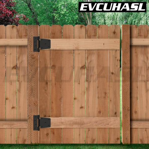 3.5 Inch Heavy Duty Gate Hinges Black Iron With Powder Coating Finish on wooden fence gate