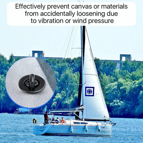 Lainballow 40-set twist-lock fasteners on gray canvas fabric for marine boats
