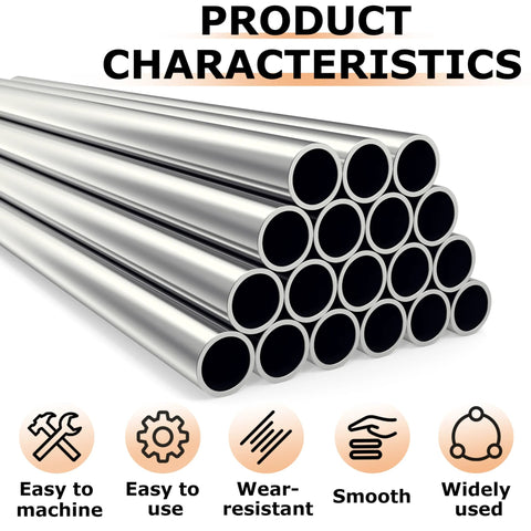 Yluvaok 304 stainless steel tubes, round hollow pipe, 5/8 in OD × 10 in length, weldable for industry DIY