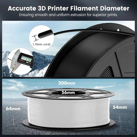 PLA 3D Printer Filament Spool Neatly Wound 1.75mm With 0.02mm Dimensional Accuracy Fits Most FDM Printers Vacuum Packed 1kg