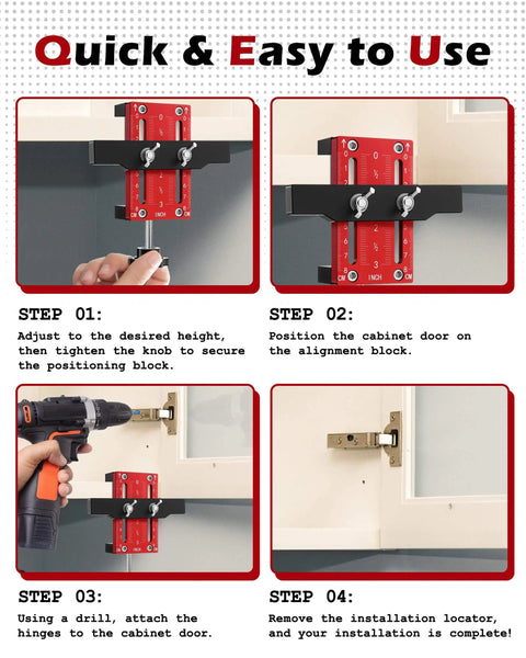 Step-by-step guide using One Hand Hinge Installation Jig For Cabinet Doors A DIY Friendly Drilling Guide For Concealed Hinges Cabinet Door Positioner And Mounting Tool That Keeps Doors Stable And Aligned No More Slips During Quick Precise Hinge Hole Drilling And Solo