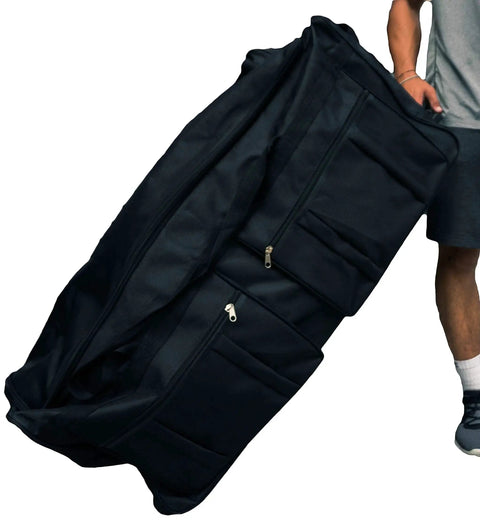 Beast Sized 36 Inch Rolling Duffle Bag With Wheels For Travel And Sports Gear, heavy duty XXL luggage shown standing upright