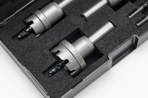 Carbide Tipped Hole Saw Kit, 3 Piece Set With Pilot Drill Bit For Hard Metals Like Stainless Steel Iron Aluminum And Alloys